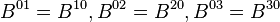 B^{{01}}=B^{{10}},B^{{02}}=B^{{20}},B^{{03}}=B^{{30}}