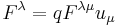 ~F^{\lambda }=qF^{{\lambda \mu }}u_{\mu }