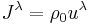 ~J^{\lambda }=\rho _{0}u^{\lambda }