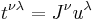 ~t^{{\nu \lambda }}=J^{\nu }u^{\lambda }