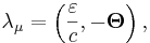 ~\lambda_\mu = \left( \frac {\varepsilon }{ c}, -\mathbf{\Theta } \right),