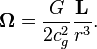 \mathbf{\Omega } = \frac{ G }{2 c^2_g } \frac{\mathbf{L}}{r^3}.