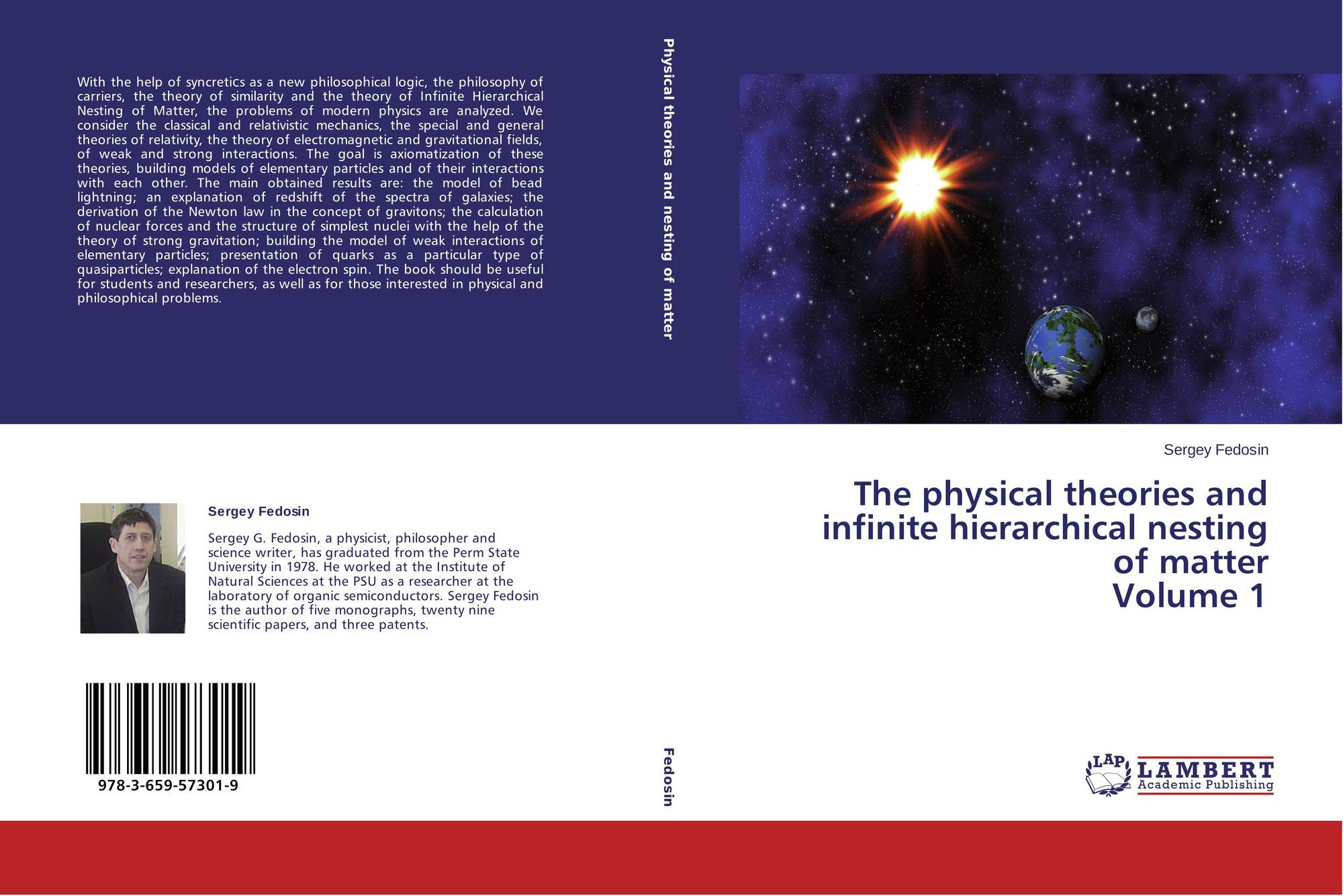 Book cover. The physical theories and infinite hierarchical nesting of matter. Sergey Fedosin