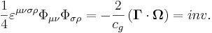 \frac {1}{4} \varepsilon^{\mu \nu \sigma \rho}\Phi_{\mu \nu}\Phi_{\sigma \rho} = - \frac {2}{ c_g } \left( \mathbf {\Gamma} \cdot \mathbf {\Omega} \right) = inv.