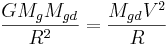 ~ \frac { G M_{g} M_{gd}}{R^2} = \frac { M_{gd} V^2 }{R}